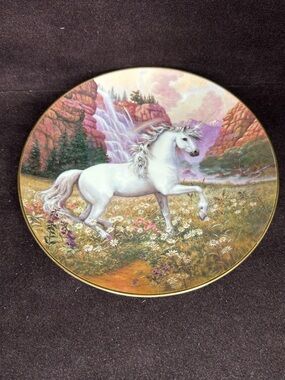 VTG Princeton Gallery Unicorn Collector Plate Rainbow Valley Ruth Sanderson 1991